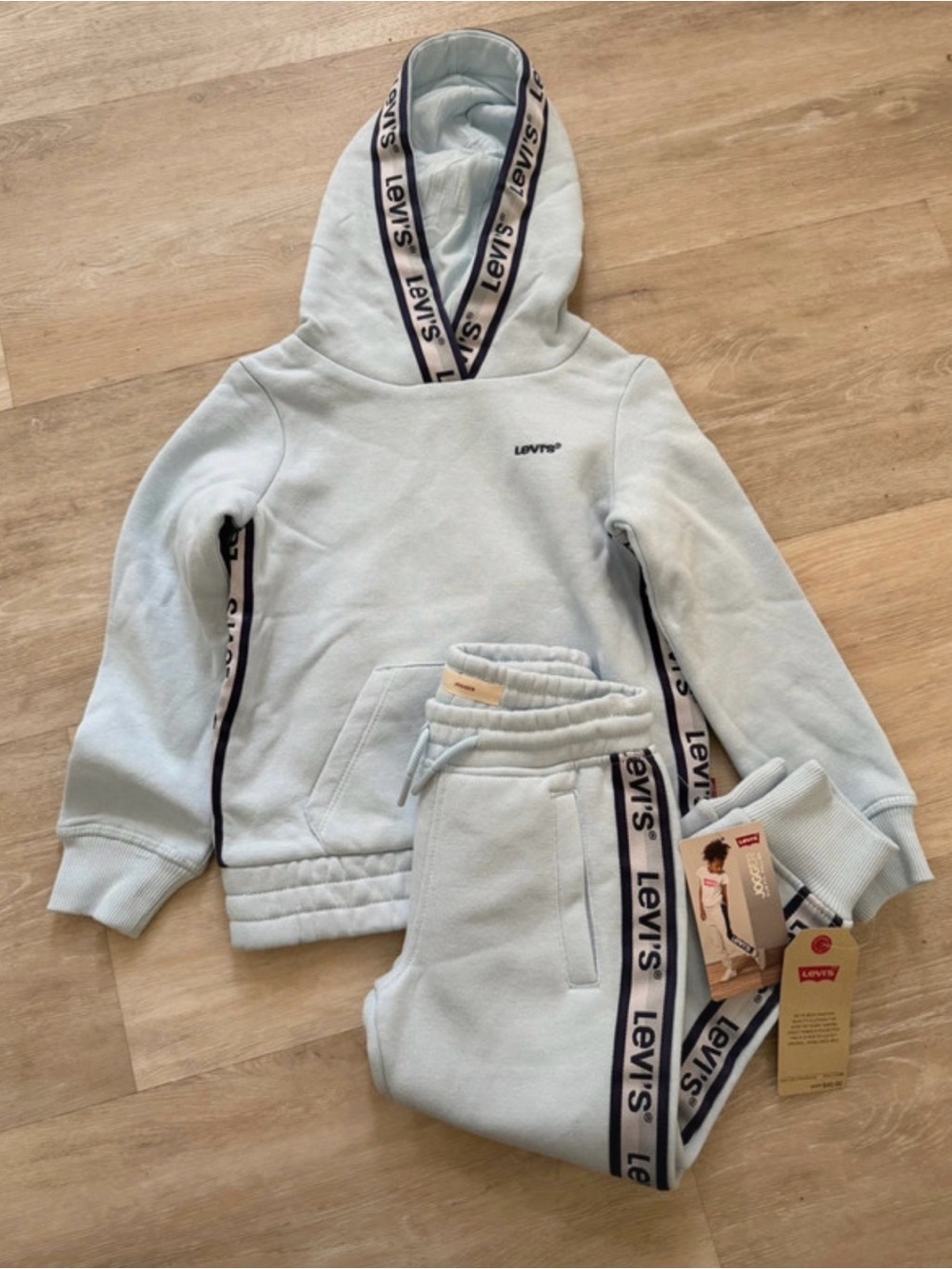 Levi's Kids Light Blue Hoodie & Jogger Set with Logo Tape